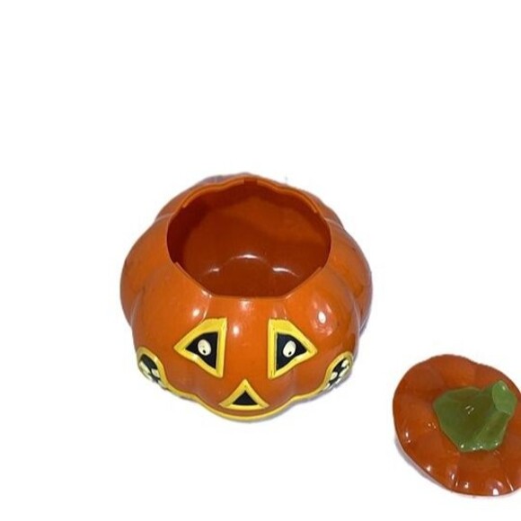 VTG 90's Whimsical Smiling Jack-O’-Lantern Pumpkin Halloween Decor Bright Orange - Picture 2 of 4